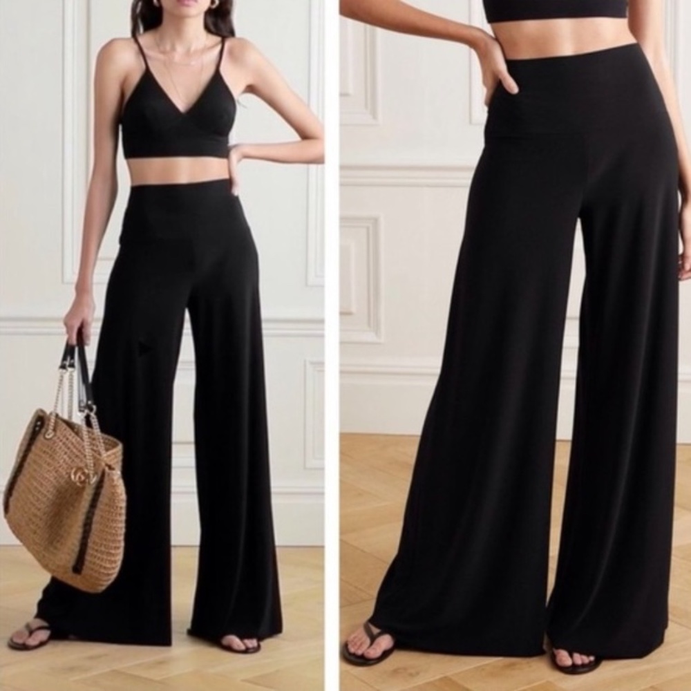 Norma Kamali Black High-Waist Wide-Leg Palazzo Pants